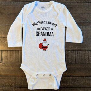 Handmade 'Who Needs Santa I've Got Nana' Cute Baby Boy Girl LS One Piece NB-18M
